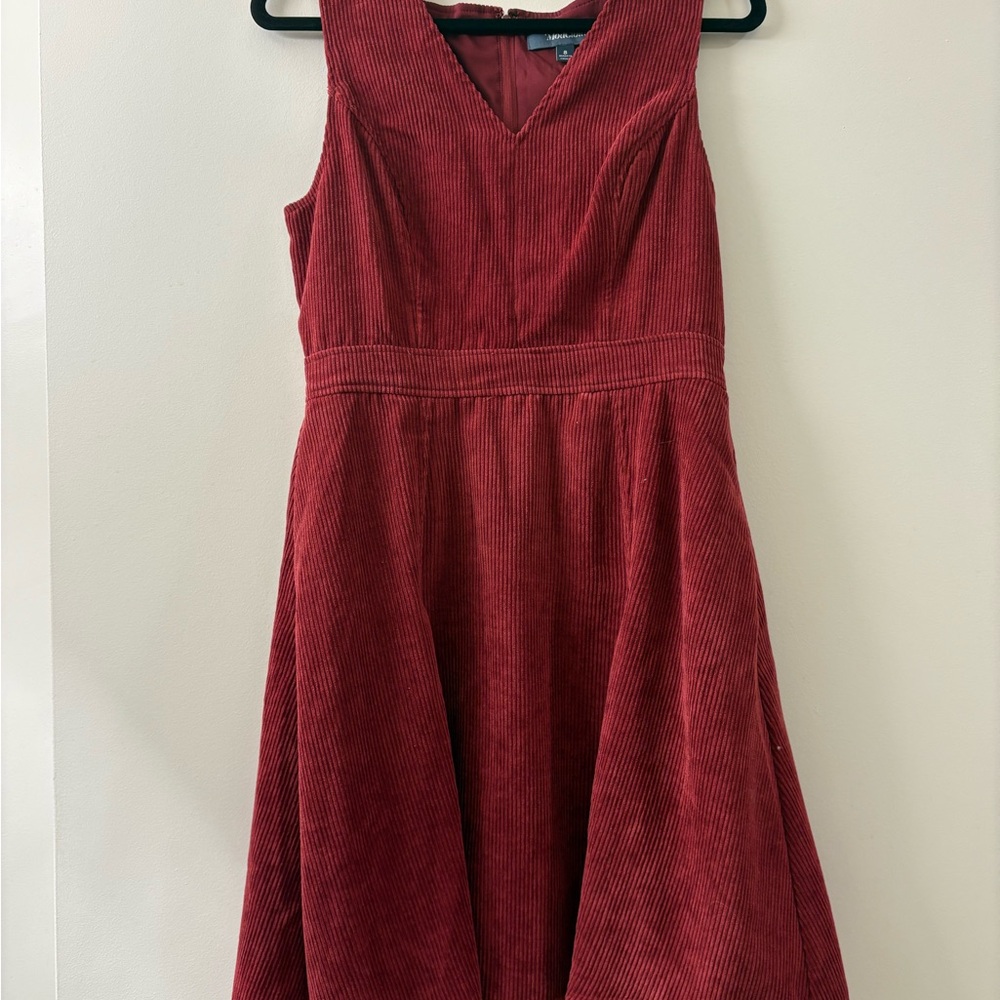 Modcloth Red Corduroy Midi Dress